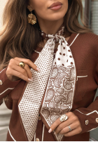 Elegancki Compleu 3w1 Bluză, Pantaloni i Eșarfă Your Turn ciocolatiu