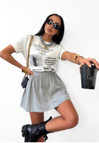 Tricou z nadrukiem La Milla The Business Times Alb