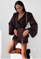 Scurtă Bluză cu model tip panteră La Milla Don’t Text Back ciocolatie