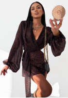 Spódnico-spodenki cu model tip panteră La Milla Peony Blessings ciocolatii