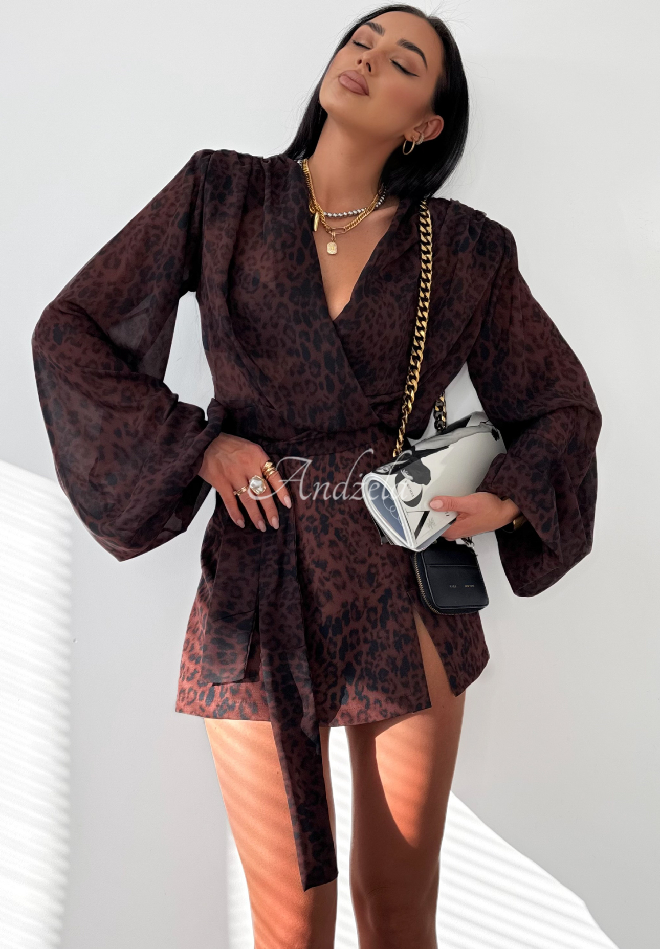 Fustă-pantalon cu imprimeu leopard La Milla Peony Blessings