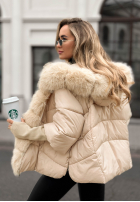 Scurtă pikowana Geacă z futerkiem Frosty Horizon camel