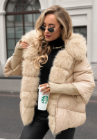 Scurtă pikowana Geacă z futerkiem Frosty Horizon camel