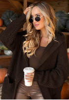 Długi Cardigan Your Time Is Now ciocolatiu