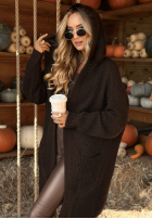 Długi Cardigan Your Time Is Now ciocolatiu