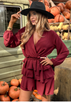 Rochie z falbankami Not Losing Me burgundowa