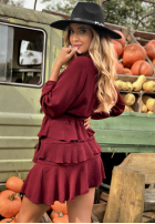 Rochie z falbankami Not Losing Me burgundowa