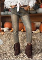 Pantaloni din denim z paskiem Not In The Mood ciemnoniebieskie