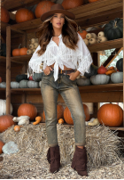 Pantaloni din denim z paskiem Not In The Mood ciemnoniebieskie