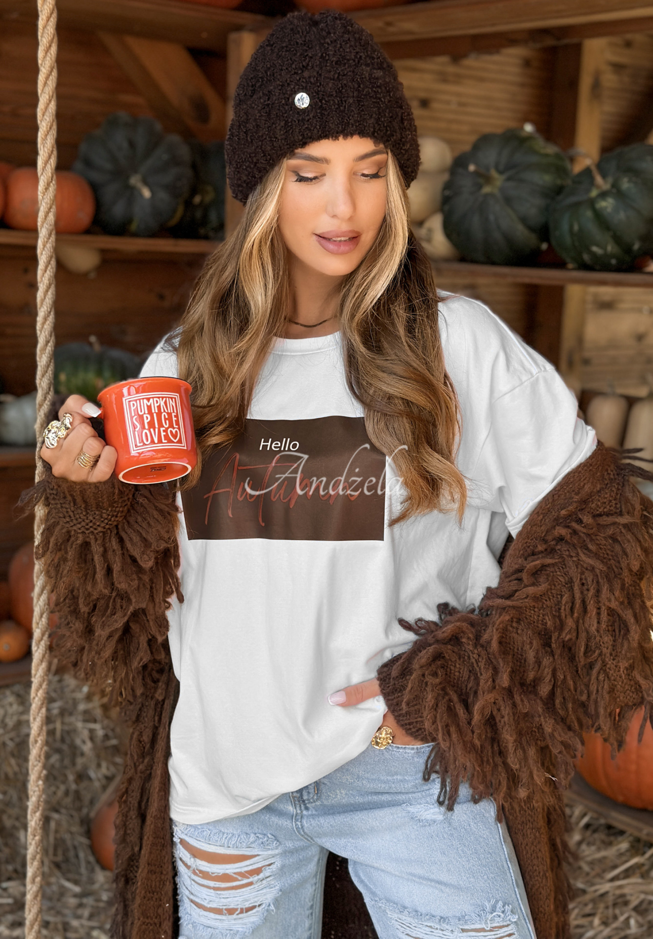 Tricou cu imprimeu Hello Autumn