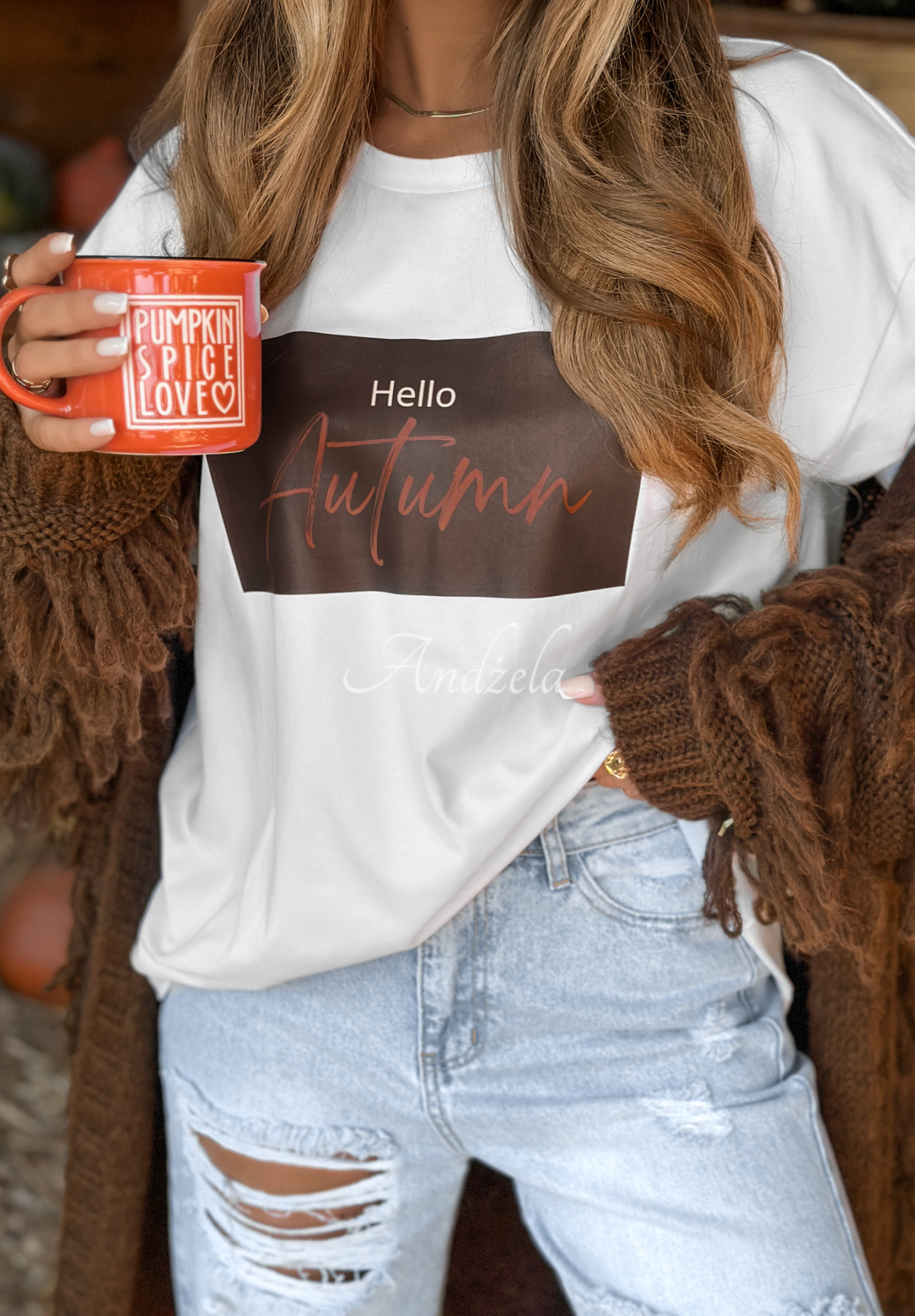 Tricou cu imprimeu Hello Autumn