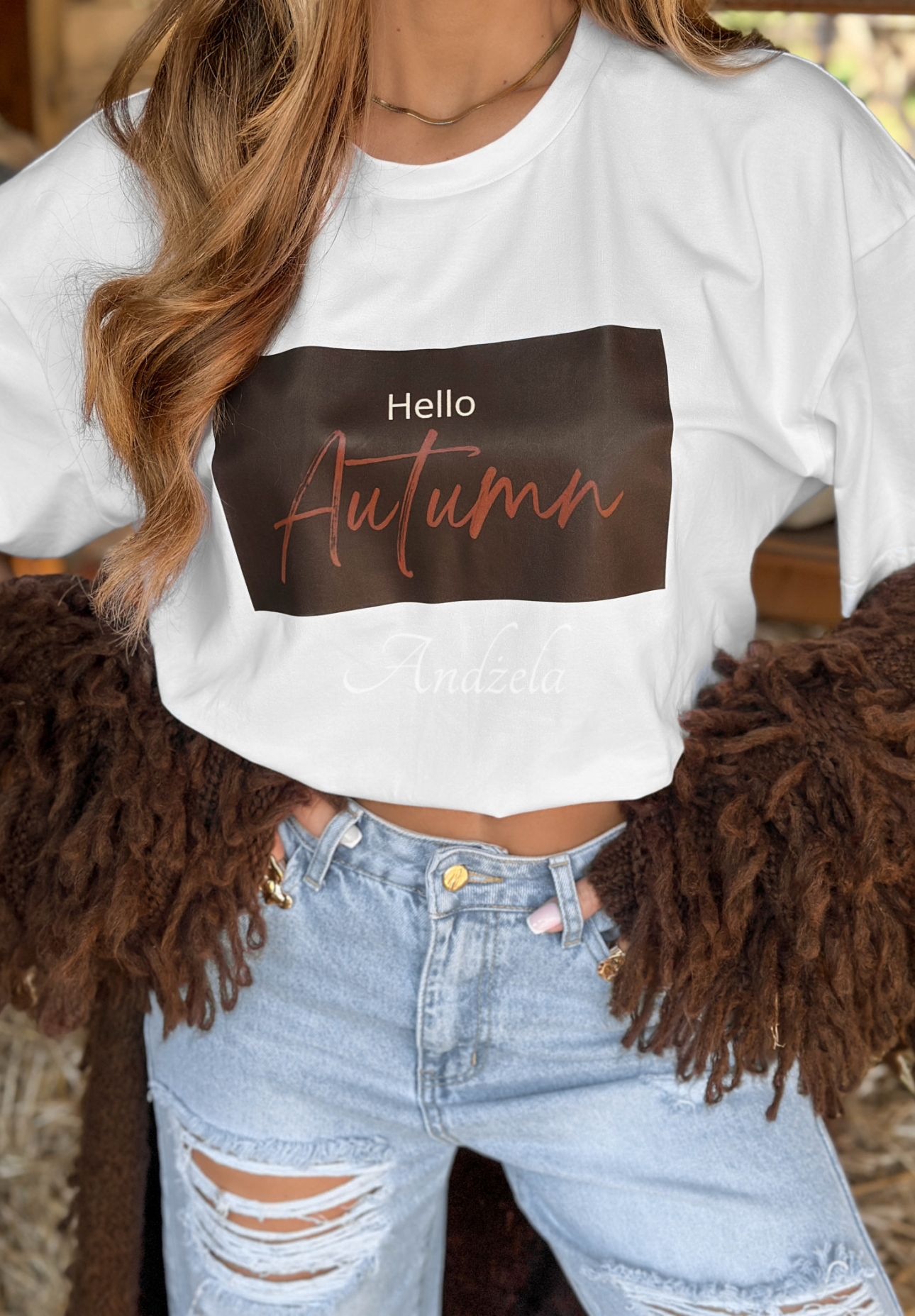 Tricou cu imprimeu Hello Autumn