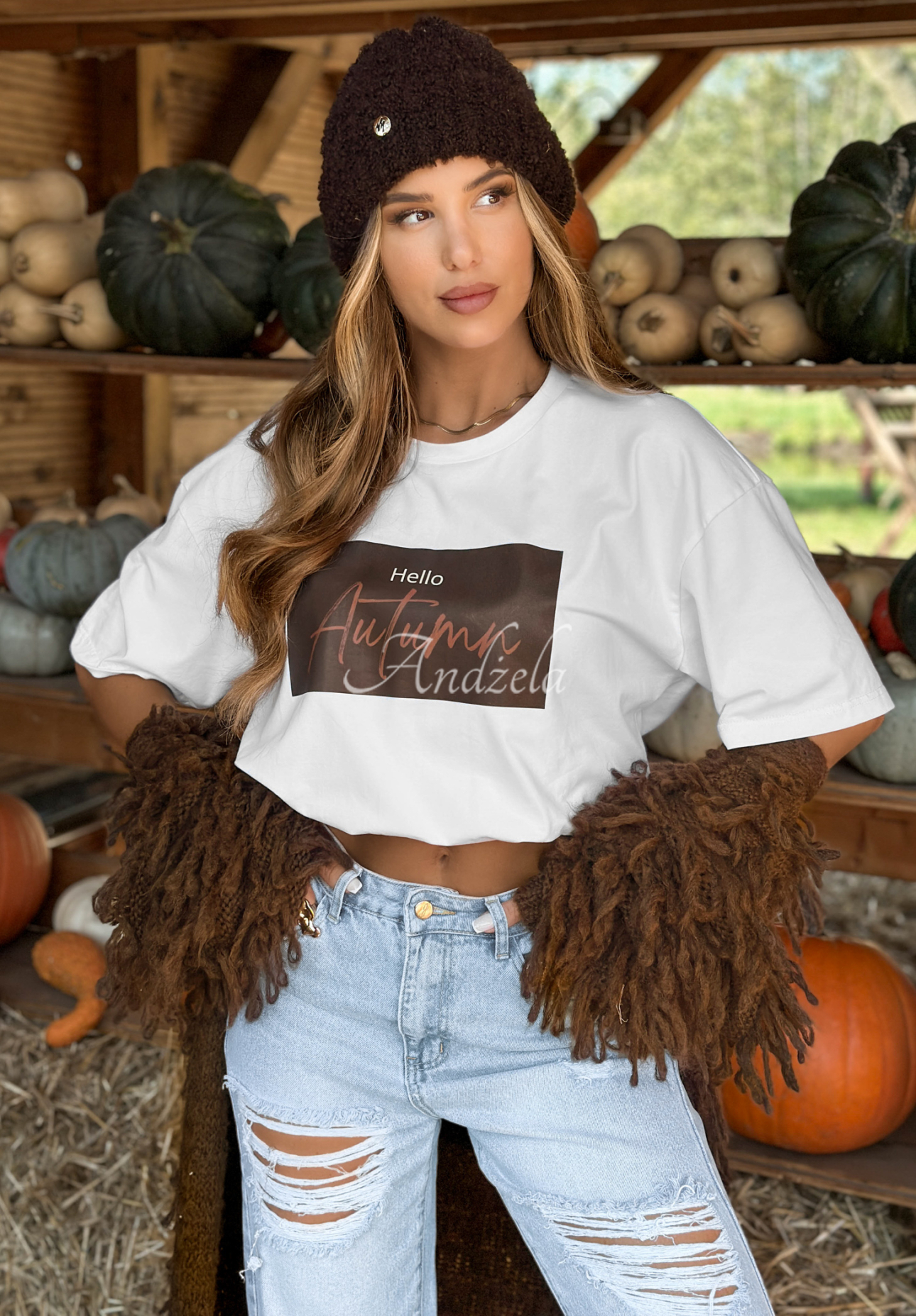 Tricou cu imprimeu Hello Autumn