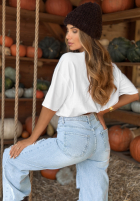 Pantaloni mom fit z przetarciami Hold That Thought albastre