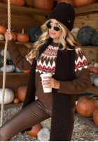 Pulover cu modele Lone Pine ciocolatiu