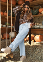 Pantaloni din denim wide leg Not My Type albastre