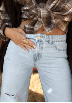 Pantaloni din denim wide leg Not My Type albastre