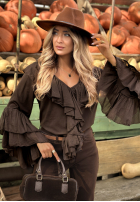 Bluză z falbankami Yesterday’s Look ciocolatie