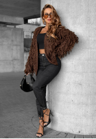 Krótki Cardigan z frędzlami Fringe ciocolatiu