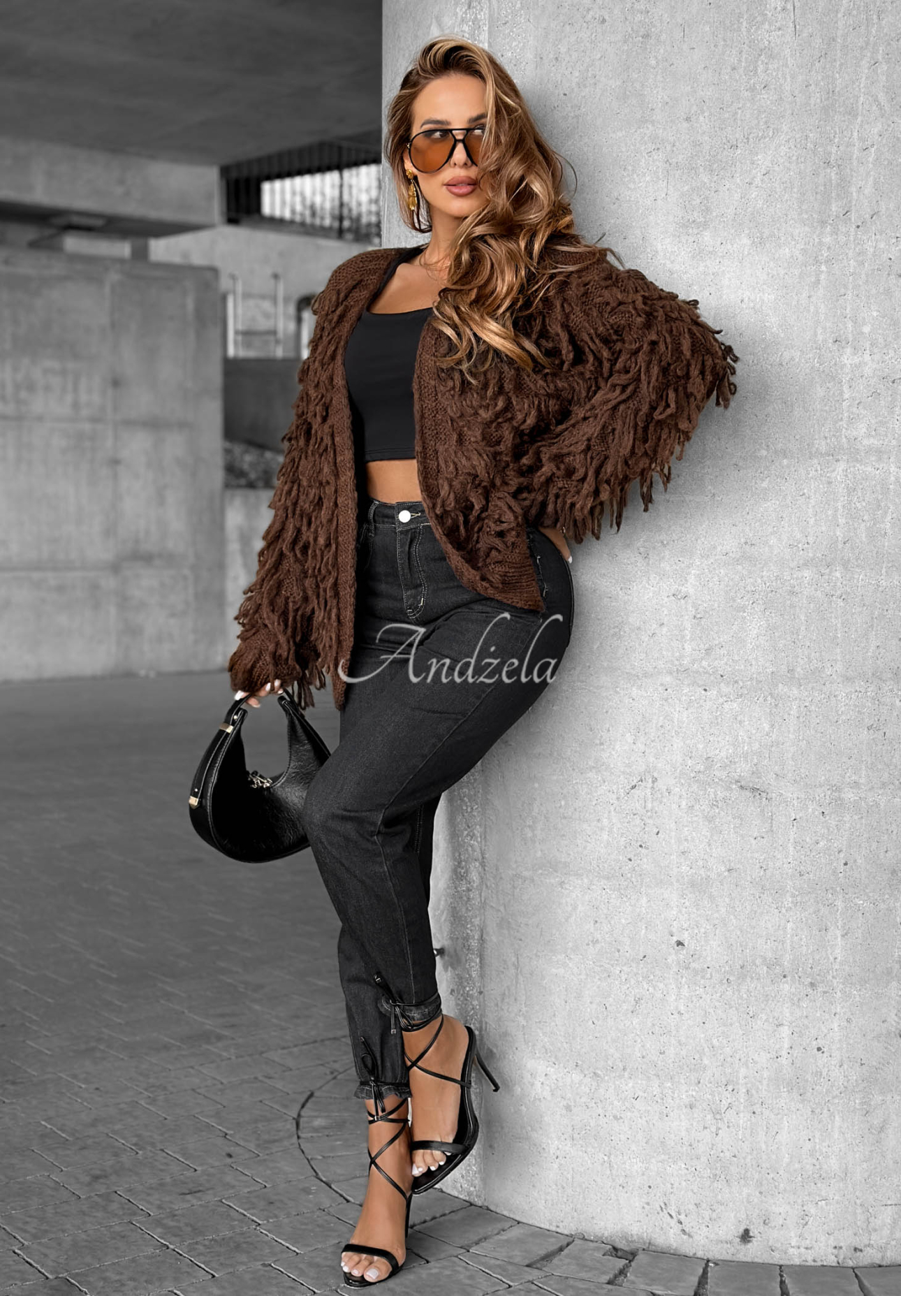 Cardigan scurt cu franjuri Fringe