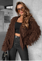 Krótki Cardigan z frędzlami Fringe ciocolatiu
