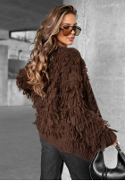 Krótki Cardigan z frędzlami Fringe ciocolatiu