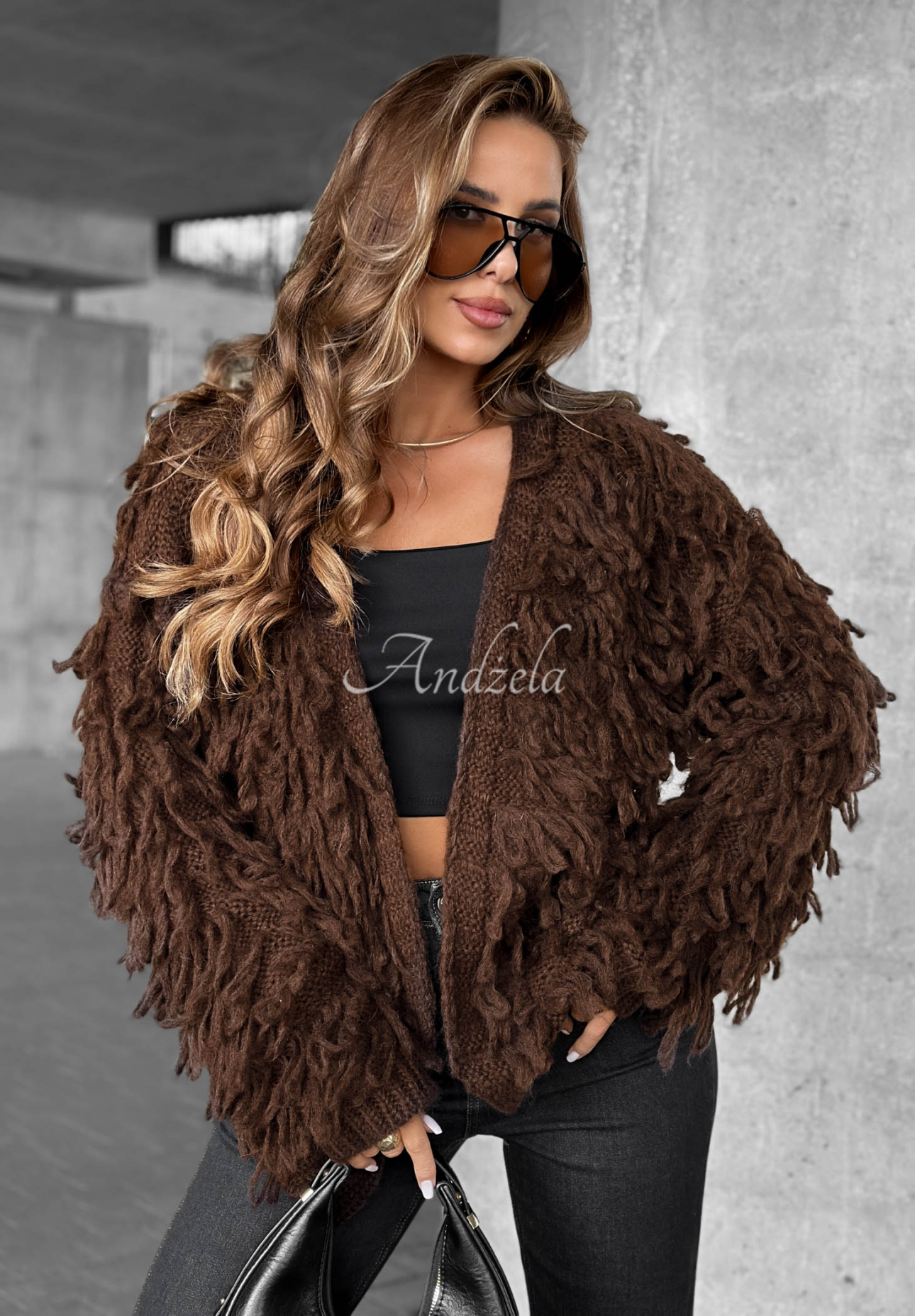 Cardigan scurt cu franjuri Fringe