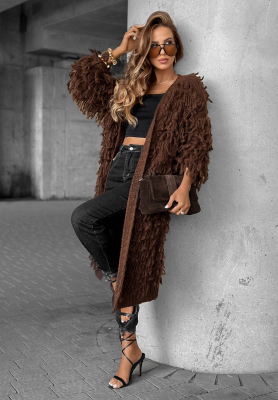 Cardigan lung cu franjuri Fringe