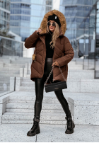 Pikowana Geacă z futerkiem Admiration In Winter ciocolatie