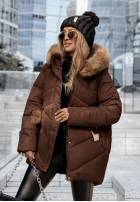 Pikowana Geacă z futerkiem Admiration In Winter ciocolatie