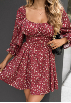Rochie mini w kwiaty Safari Chic burgundowa