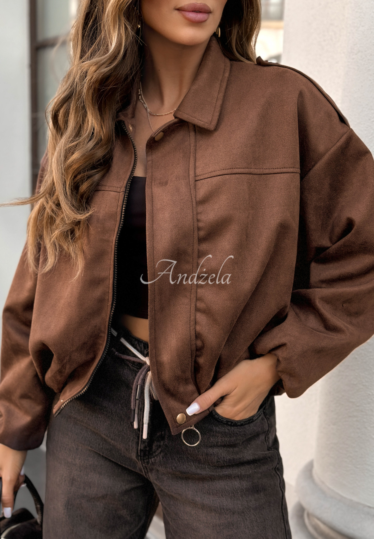 Geacă bomber din piele întoarsă Give Me Truth