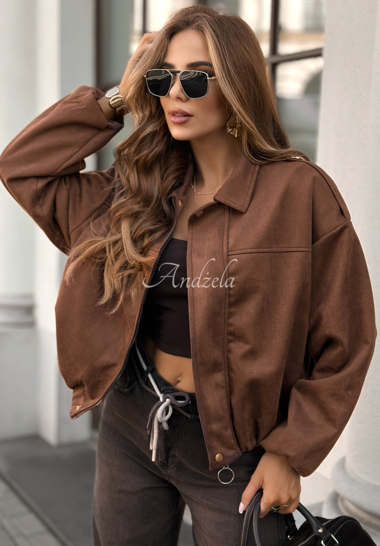 Geacă bomber din piele întoarsă Give Me Truth