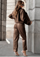 Skórzany Compleu Geacă i Pantaloni Choosing Myself ciocolatiu
