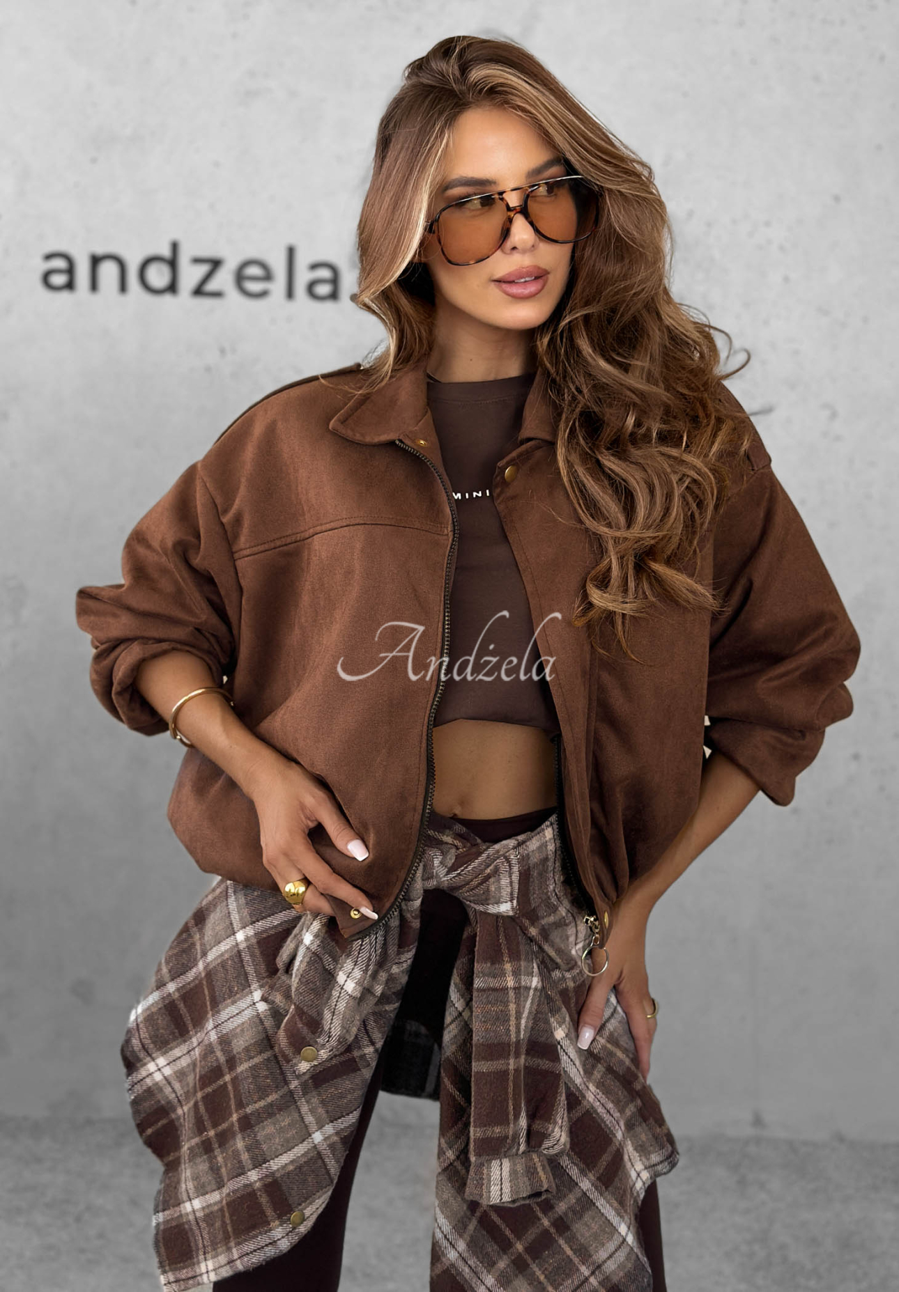 Geacă bomber din piele întoarsă Delete That