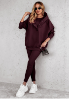 Compleu 3in1 Colanți, Top  i Hanorac Super Fit wino