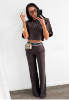 Eleganckie Pantaloni wide leg La Milla Sunshine Elegance ciocolatii