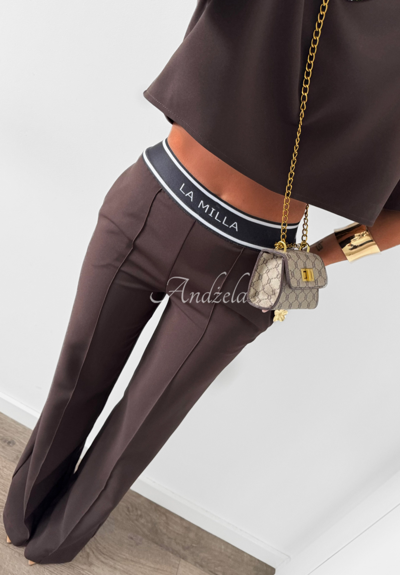 Eleganckie Pantaloni wide leg La Milla Sunshine Elegance ciocolatii