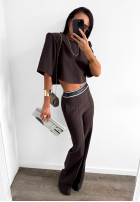 Eleganckie Pantaloni wide leg La Milla Sunshine Elegance ciocolatii