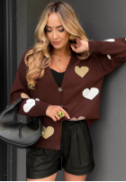 Krótki Cardigan w serca Your Heartbeat ciocolatiu