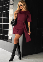 Rochie mini z szarfą Not Right Now burgundowa