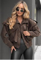 Zamszowa Geacă bomberka Read & Deleted ciocolatie