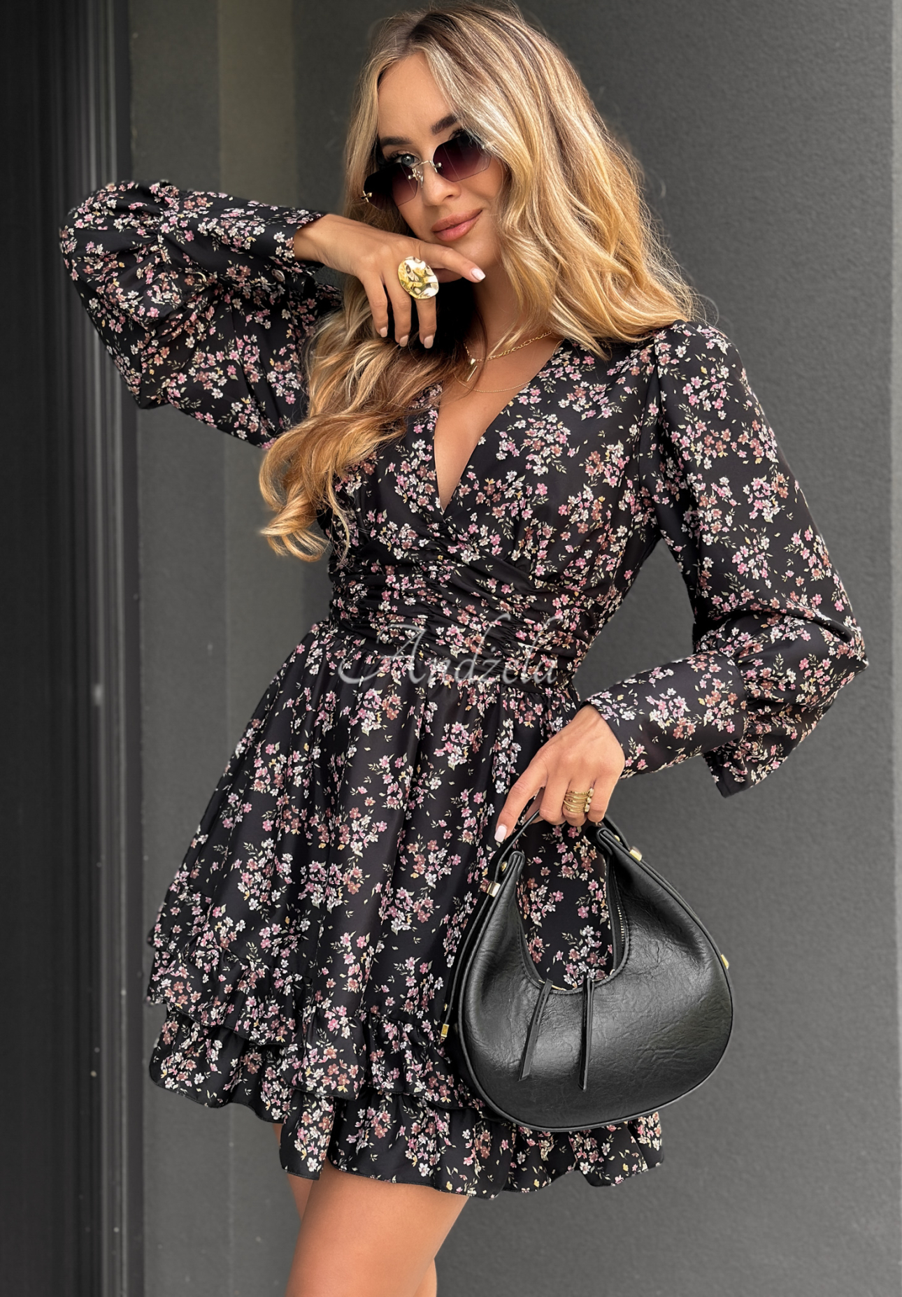 Rochie mini cu imprimeu floral și volănașe Flowery Rain