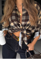 Cămașă w kratę Latte Time ciocolatie