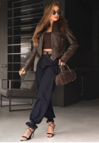 Skórzana Geacă z futerkiem Still Unread ciocolatie