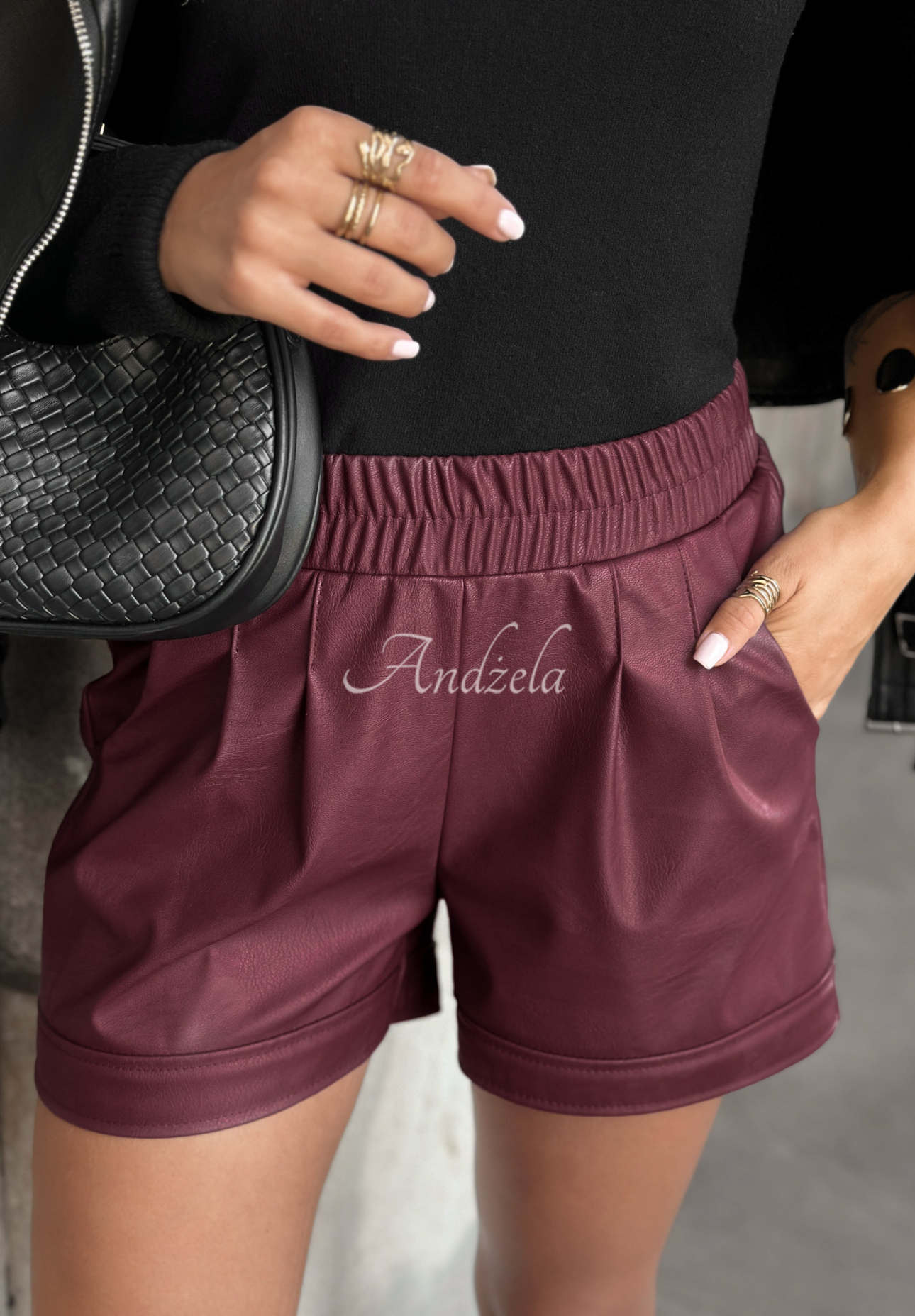 Pantaloni scurți Affectional din imitație de piele