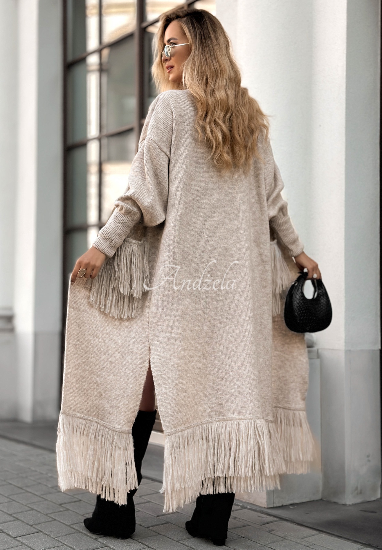 Cardigan lung cu franjuri Find Her Glow