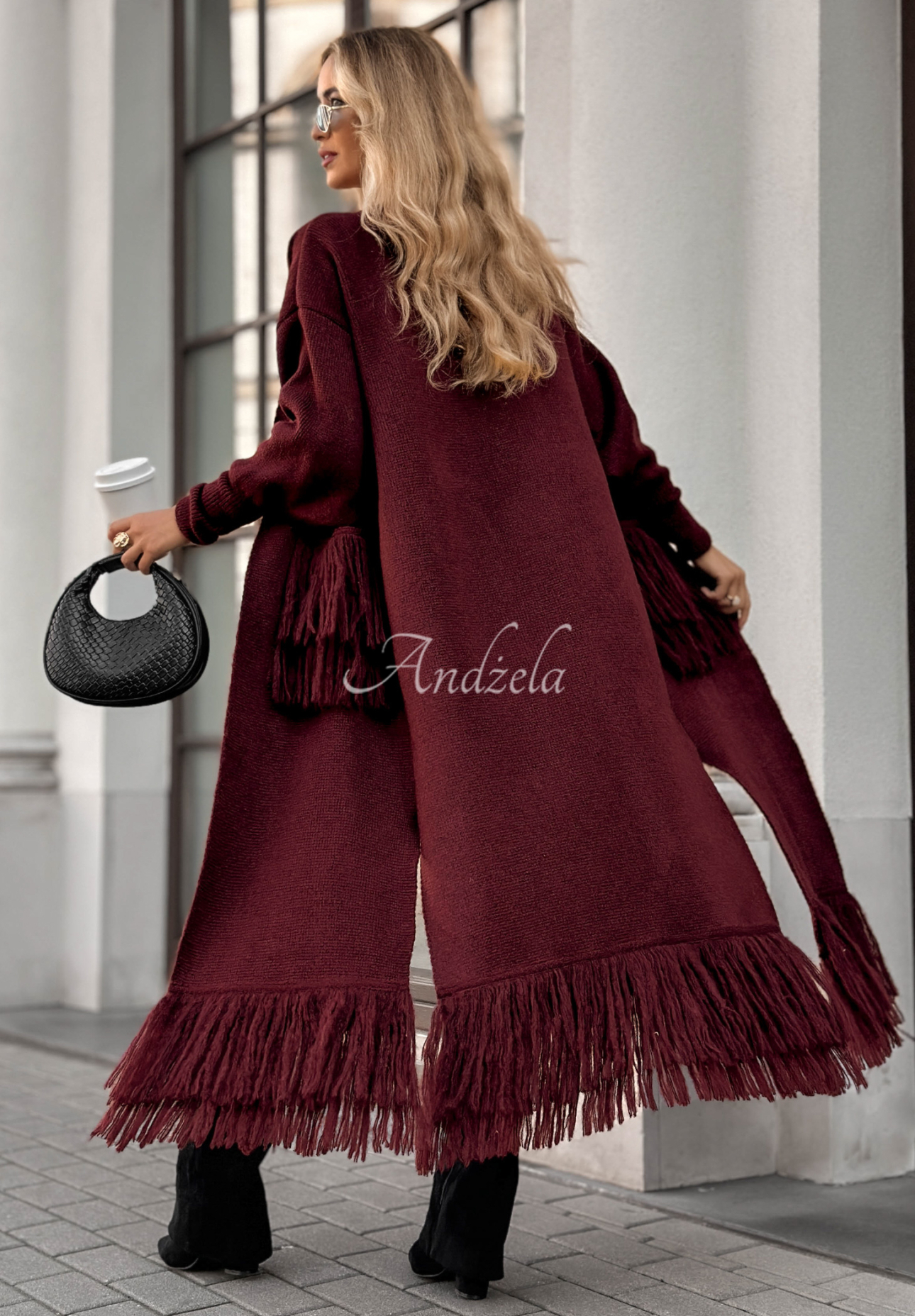 Cardigan lung cu franjuri Find Her Glow