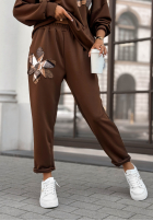 Compleu de trening z naszywkami Autumn Flowers ciocolatiu