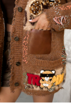 Wiskozowy Cardigan z naszywkami Anonybear ciocolatiu